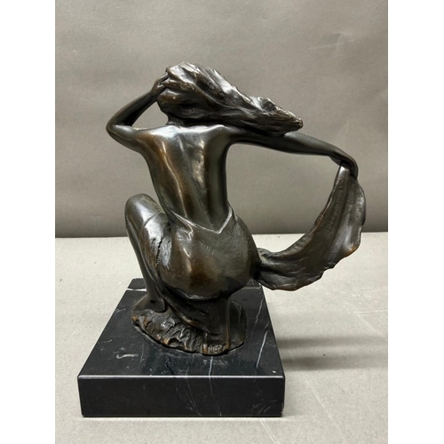243 - Art Deco style Bronze 'Lilianne' signed Pila Francesch, approximate height 15.5cm on marble plinth.