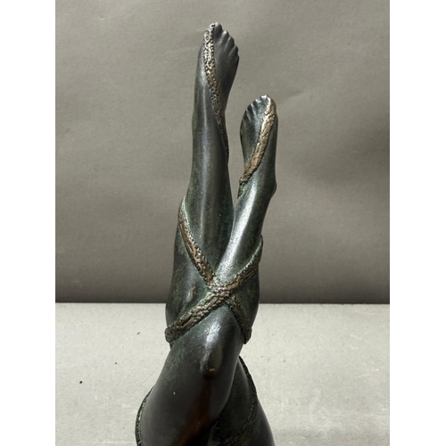 244 - Limited Edition Bronze of bound female legs 293/500 signed to base and approximate height 18.5cm.