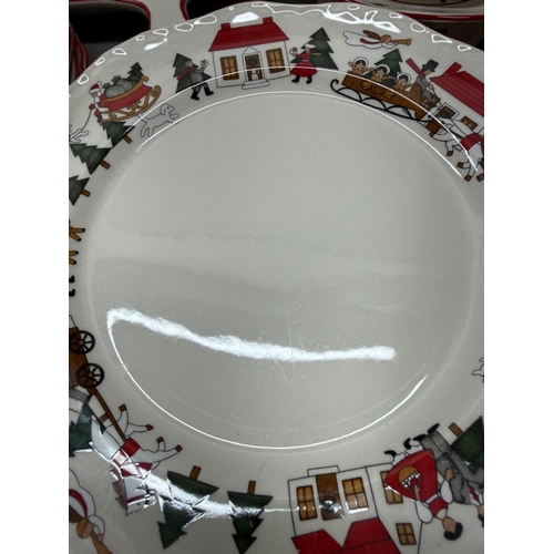 272 - Mason's Christmas village dinner service, six place setting dinner service with serving platters etc... 