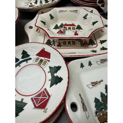 272 - Mason's Christmas village dinner service, six place setting dinner service with serving platters etc... 