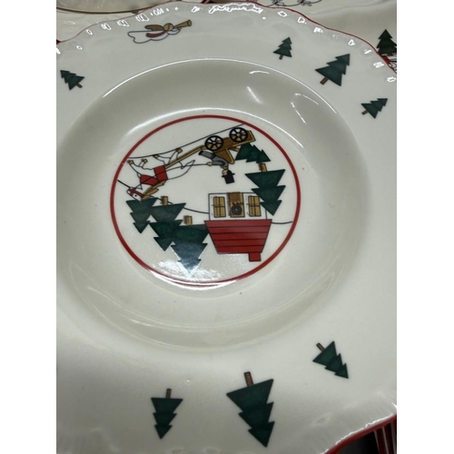 272 - Mason's Christmas village dinner service, six place setting dinner service with serving platters etc... 