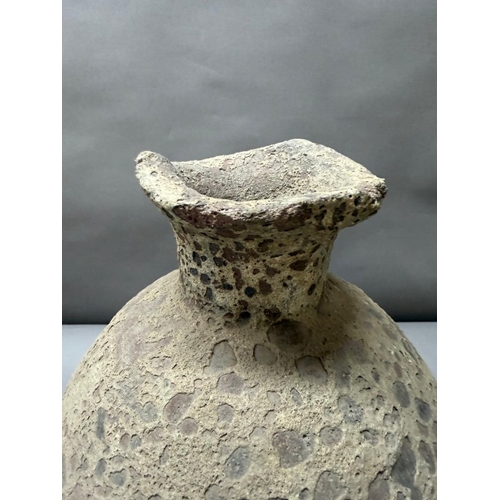 281 - A grey textured gourd or vase H39cm