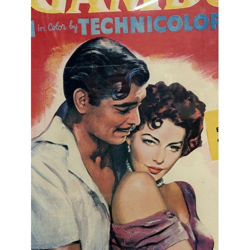 350 - A vintage framed film poster for Mogambo starring Clark Gable and Ava Gardner 54cm x 74cm