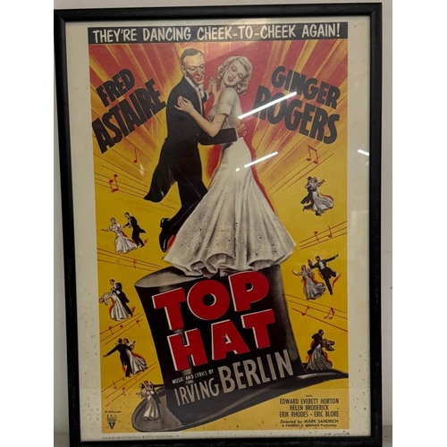 351 - A vintage framed film poster for Top Hat starring Fred Astaire 54cm x 74cm