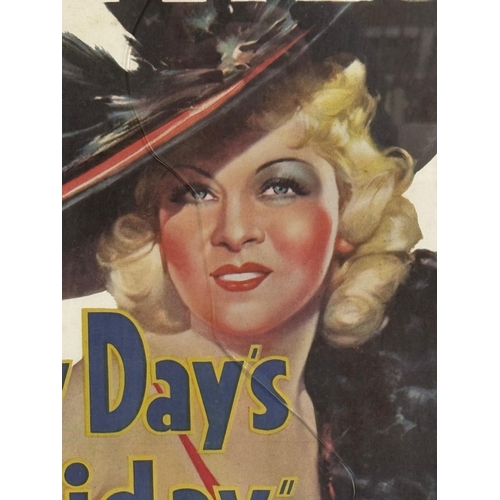 352 - A vintage framed film poster for Every Day's a Holiday starring Mae West 54cm x 74cm