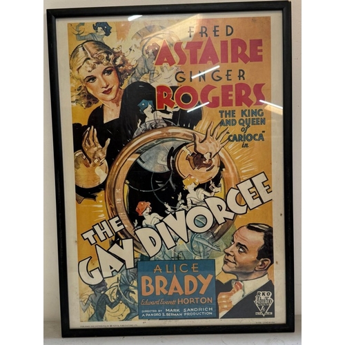 353 - A vintage framed film poster for The Gay Divorcee starring Fred Astaire and Ginger Rodgers 54cm x 74... 