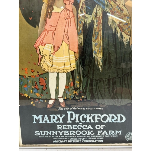 356 - A vintage framed film poster for Rebecca of Sunnybrook Farm starring Mary Piekfield 54cm x 74cm