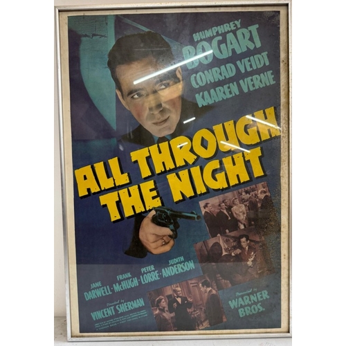357 - A vintage framed film poster for All Through The Night starring Humphrey Bogold 54cm x 74cm