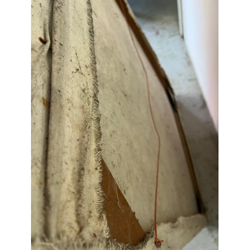 365 - A contemporary oil on canvas of a central fish being grasped by a human hand 31cm x 111cm