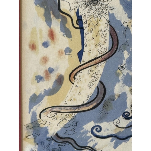 370 - An abstract signed limited edition print by Zandra Rhodes signed lower right 50cm x 60cm