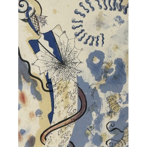 370 - An abstract signed limited edition print by Zandra Rhodes signed lower right 50cm x 60cm