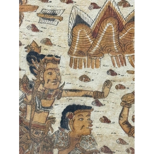 371 - A Balinese Kamasan-style war painting, oil textile 85cm x 48cm