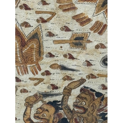 371 - A Balinese Kamasan-style war painting, oil textile 85cm x 48cm