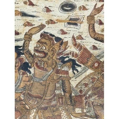371 - A Balinese Kamasan-style war painting, oil textile 85cm x 48cm