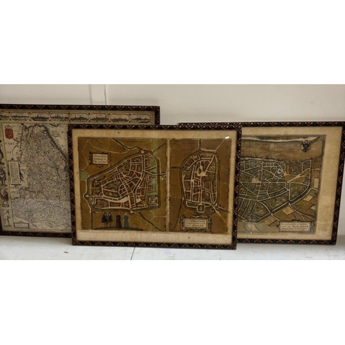 373 - Two vintage mats of European cities together with a map of the German Ocean