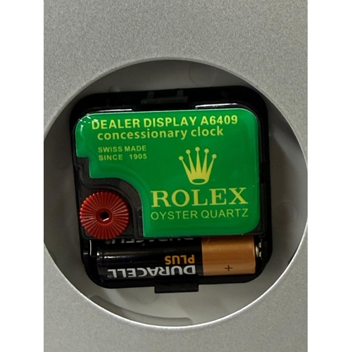 374 - A Rolex-style dealer display metal wall clock with sweeping motion  Dia34cm