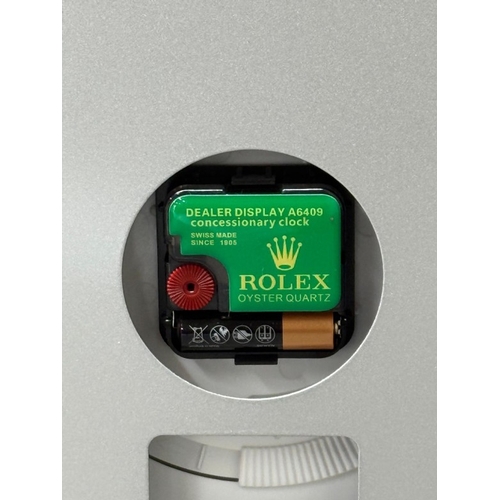 376 - A Rolex-style dealer display metal wall clock with sweeping motion  Dia34cm