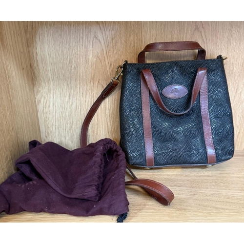 385 - A Mulberry Scotchgrain Bell handbag in Black with original dust bag.