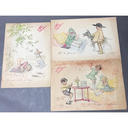 388 - Three vintage menus featuring Whimsical images by George Redon