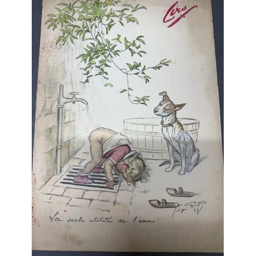 388 - Three vintage menus featuring Whimsical images by George Redon