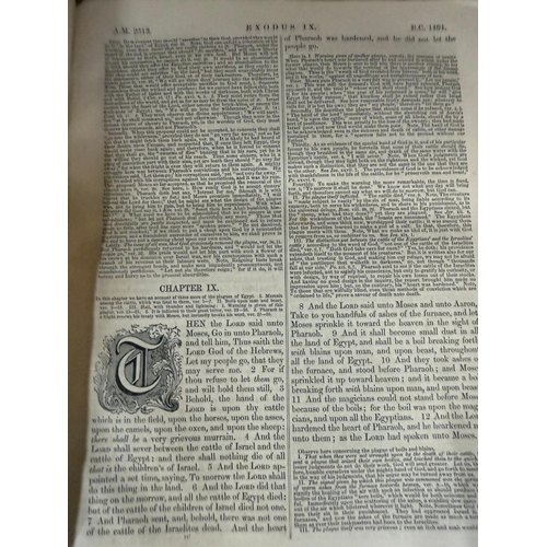 391 - Three volumes of Scotts Commentary 1-3 and Henry's Commentary Volume 1 leather bound commentaries on... 