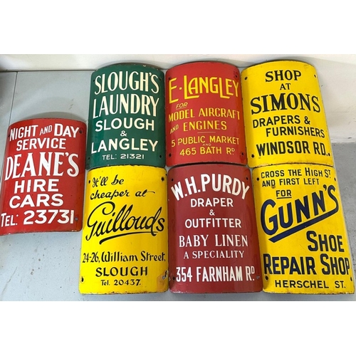 394 - A selection of curved enamel advertising signs from Slough and Langley