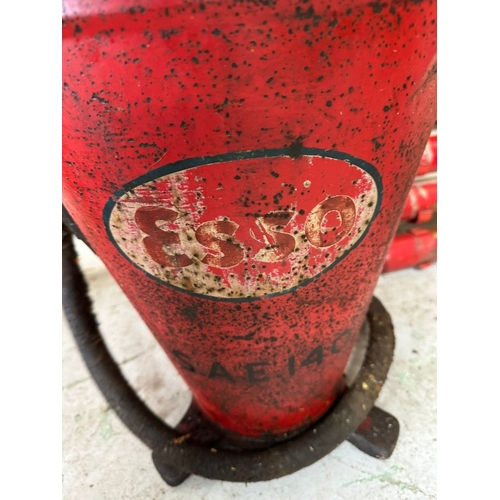 397 - An ESSO lubrication pump with a vintage antifire pistol fire extinguisher