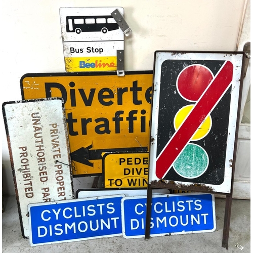 403 - A collection of road signs to include a Stop sign, No Through Traffic etc