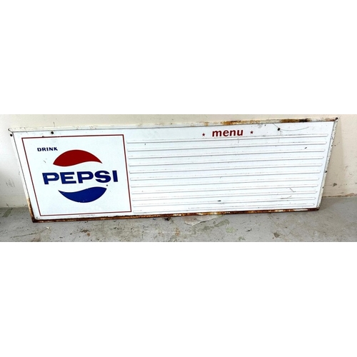 404 - A vintage metal Pepsi menu sign 123cm x 44cm