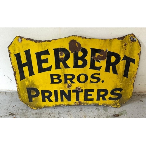 405 - A double-sided advertising sign for Herbert Bros Printers 60cm x 38cm