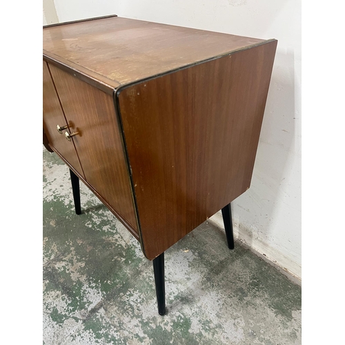 185F - Two door mid century record cabinet (70cm x 61cm x 36cm)
