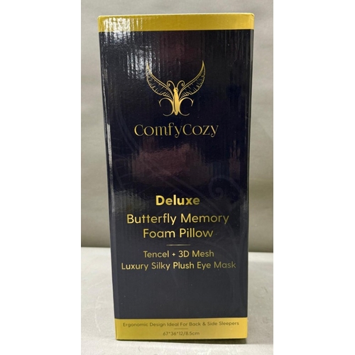 137 - A boxed Comfy Cozy butterfly memory foam pillow