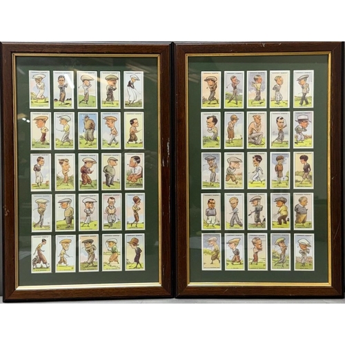149 - Two framed sets of golf themed churchmans cigarette cards