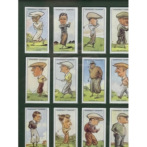 149 - Two framed sets of golf themed churchmans cigarette cards