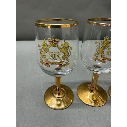 156 - A set of five coronation glasses