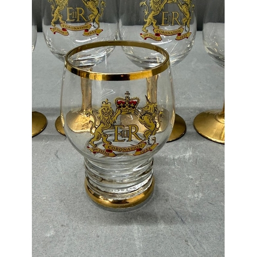 156 - A set of five coronation glasses