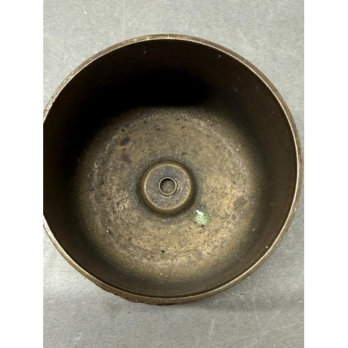 175 - A trench Art brass shell case converted into a lidded pot and embossed with the crest of the Austral... 