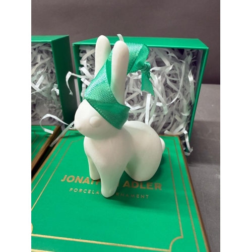 19 - Jonathan Adler Rabbit and Pufferfish porcelain decorations.