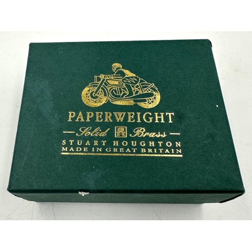28 - A Brass paperweight in the form of a vintage motorcycle.