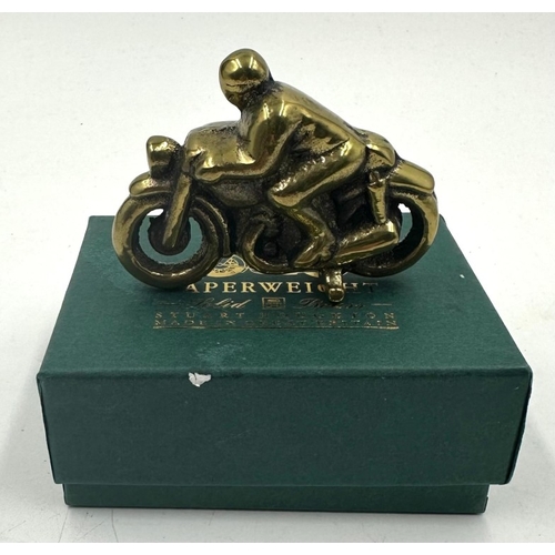 28 - A Brass paperweight in the form of a vintage motorcycle.