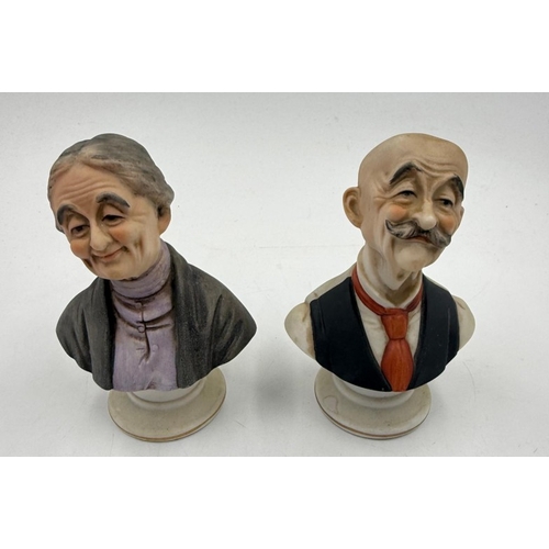 45 - A pair of bisque busts of a man and a woman