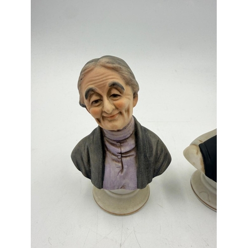 45 - A pair of bisque busts of a man and a woman