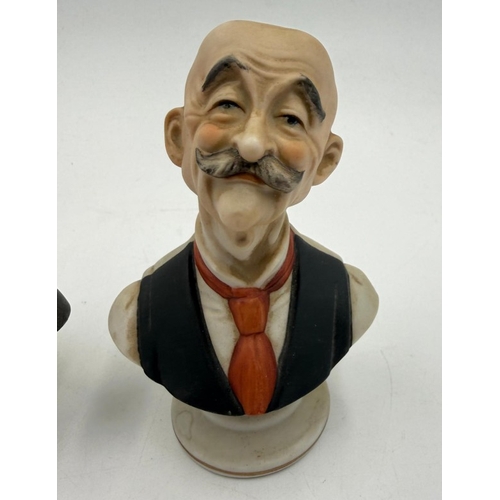 45 - A pair of bisque busts of a man and a woman