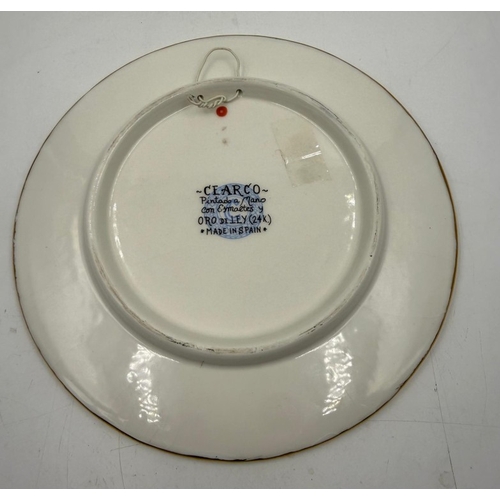 51 - A decorative Spanish wall hanging plate with floral design