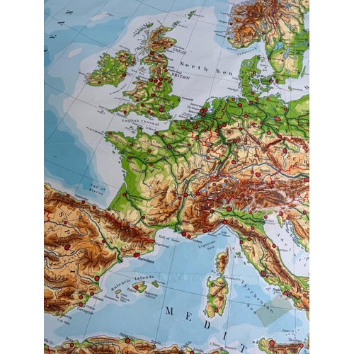 103 - Very large vintage 1950's geographical school map of Europe by Westerman on canvas backed paper appr... 