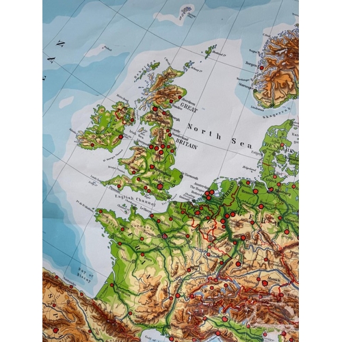 103 - Very large vintage 1950's geographical school map of Europe by Westerman on canvas backed paper appr... 