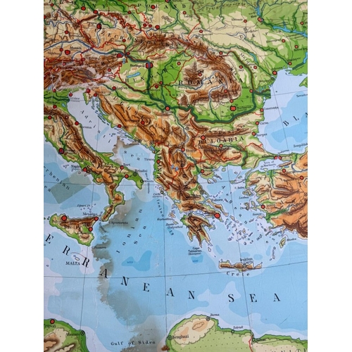 103 - Very large vintage 1950's geographical school map of Europe by Westerman on canvas backed paper appr... 