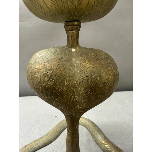 112 - Pair of antique brass cobra serpent candlesticks