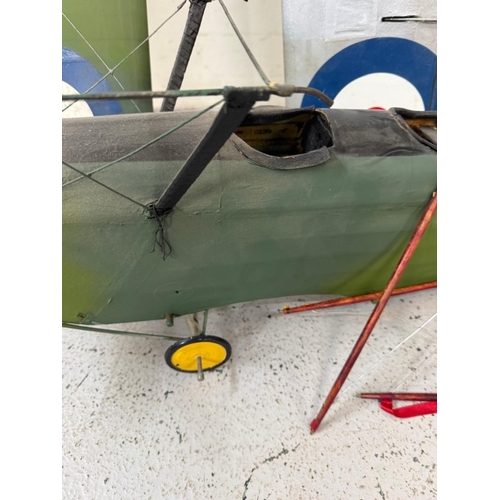 127 - Extra large model of WW1 biplane (Sopwith camel) with wings and struts intact/ Ready for radio contr... 