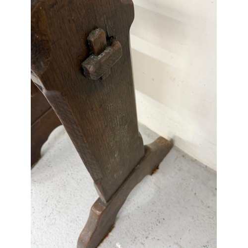 144 - An oak adjustable architects' table H136